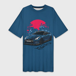 Женская длинная футболка Nissan GTR Godzilla