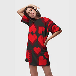 Футболка женская длинная Pixel hearts, цвет: 3D-принт — фото 2