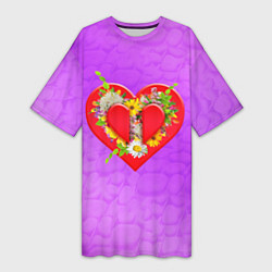 Женская длинная футболка Цветы от сердца