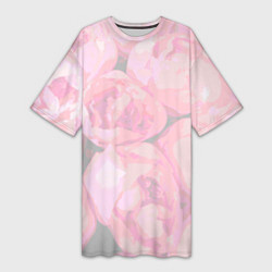 Женская длинная футболка Розы бледные