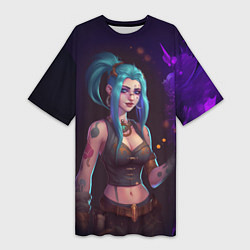 Женская длинная футболка Jinx arcane League of Legends