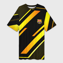 Футболка женская длинная ФК Барселона эмблема, цвет: 3D-принт