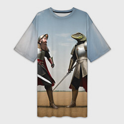 Женская длинная футболка Древний Рус против Ящера