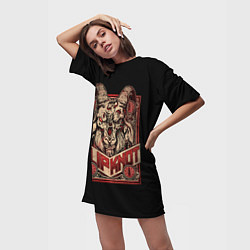 Футболка женская длинная Slipknot - Бафомет, цвет: 3D-принт — фото 2