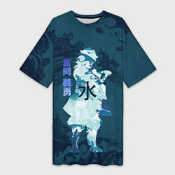 Женская длинная футболка Kimetsu no Yaiba Гию Томиока и волны