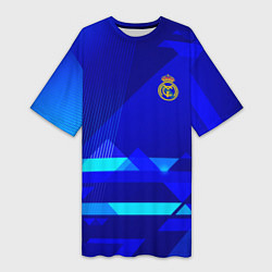 Футболка женская длинная Реал Мадрид фк эмблема, цвет: 3D-принт