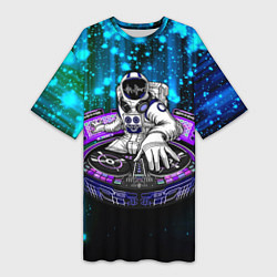 Женская длинная футболка Space DJ - neon starfall