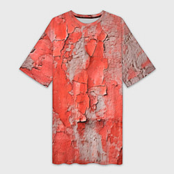 Женская длинная футболка Красные и серые трещины