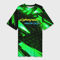 Женская длинная футболка Cyberpunk 2077 phantom liberty neon green
