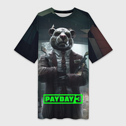 Футболка женская длинная Payday 3 dog, цвет: 3D-принт