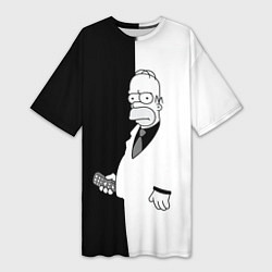 Женская длинная футболка Homer Simpson - black and white