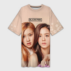 Женская длинная футболка Blackpink Jisoo and Rose