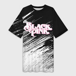 Женская длинная футболка Blackpink - черно-белый