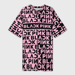 Женская длинная футболка Blackpink - pink text