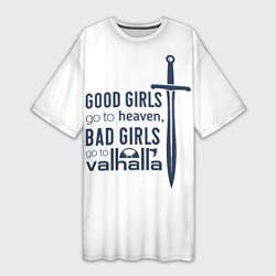 Женская длинная футболка Плохие девочки попадают в Вальхаллу