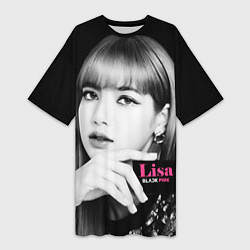 Женская длинная футболка Blackpink Lisa Business card