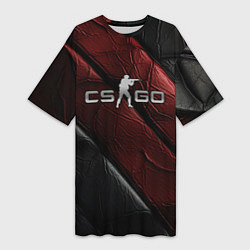 Женская длинная футболка CS GO dark red texture