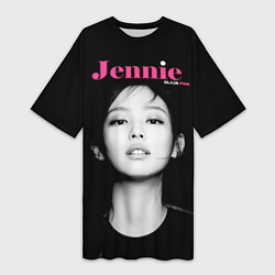 Футболка женская длинная Blackpink Jennie Portrait, цвет: 3D-принт