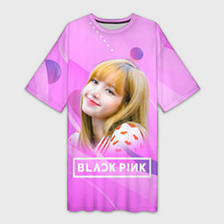 Женская длинная футболка Blackpink Lisa pink