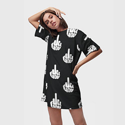 Футболка женская длинная С факами на английском - паттерн, цвет: 3D-принт — фото 2