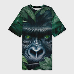 Женская длинная футболка Крупная морда гориллы