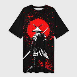 Женская длинная футболка Призрак цусимы - самурай