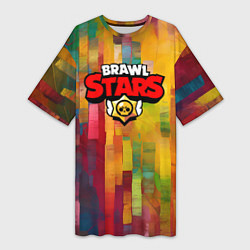 Женская длинная футболка Brawl Stars Logo Color