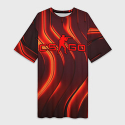 Женская длинная футболка CS GO red neon