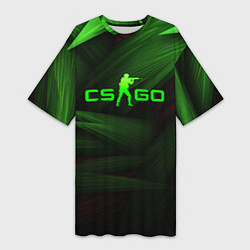 Футболка женская длинная CS GO green logo, цвет: 3D-принт