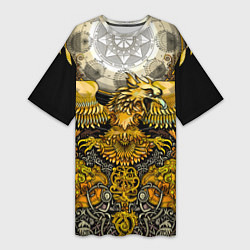 Женская длинная футболка Золотой орёл - славянский орнамент