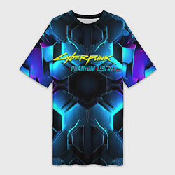 Женская длинная футболка Cyberpunk 2077 neon texture