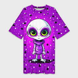 Женская длинная футболка Alien - purple color