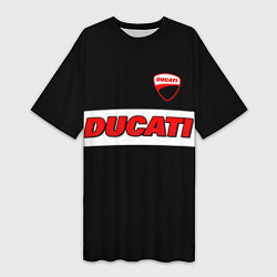 Женская длинная футболка Ducati motors - черный