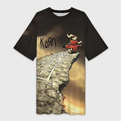 Женская длинная футболка Korn обложка альбома Follow the Leader