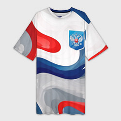 Женская длинная футболка Герб России триколор