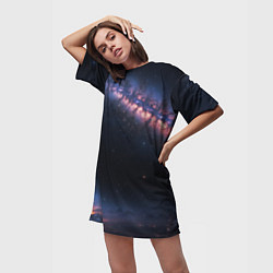 Футболка женская длинная Млечный путь в звездном небе, цвет: 3D-принт — фото 2