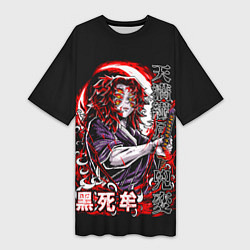 Женская длинная футболка Кокушибо первая луна - Клинок демонов