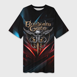 Женская длинная футболка Baldurs Gate 3 dark logo