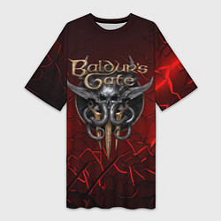 Женская длинная футболка Baldurs Gate 3 logo red
