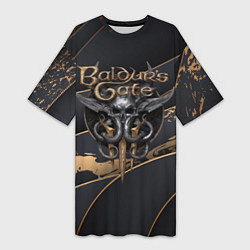 Женская длинная футболка Baldurs Gate 3 logo dark logo
