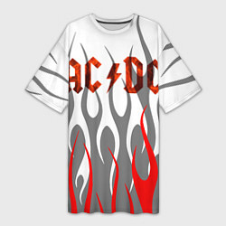 Женская длинная футболка Acdc пламя