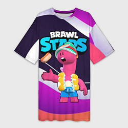 Женская длинная футболка Даг с хотдогом - Brawl Stars