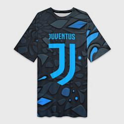 Женская длинная футболка Juventus blue logo