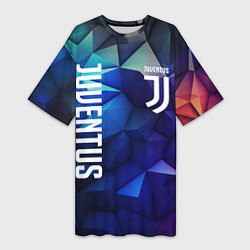 Женская длинная футболка Juventus logo blue