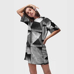 Футболка женская длинная Каменная оптическая иллюзия, цвет: 3D-принт — фото 2