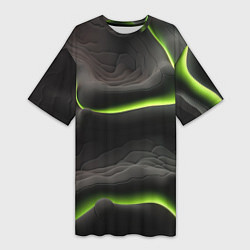 Женская длинная футболка Green black texture