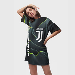 Футболка женская длинная Juventus dark green logo, цвет: 3D-принт — фото 2