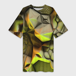 Женская длинная футболка Зеленая объемная космическая текстура