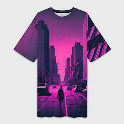 Женская длинная футболка Мёртвый розовый город