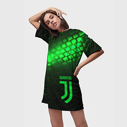 Футболка женская длинная Juventus green logo neon, цвет: 3D-принт — фото 2